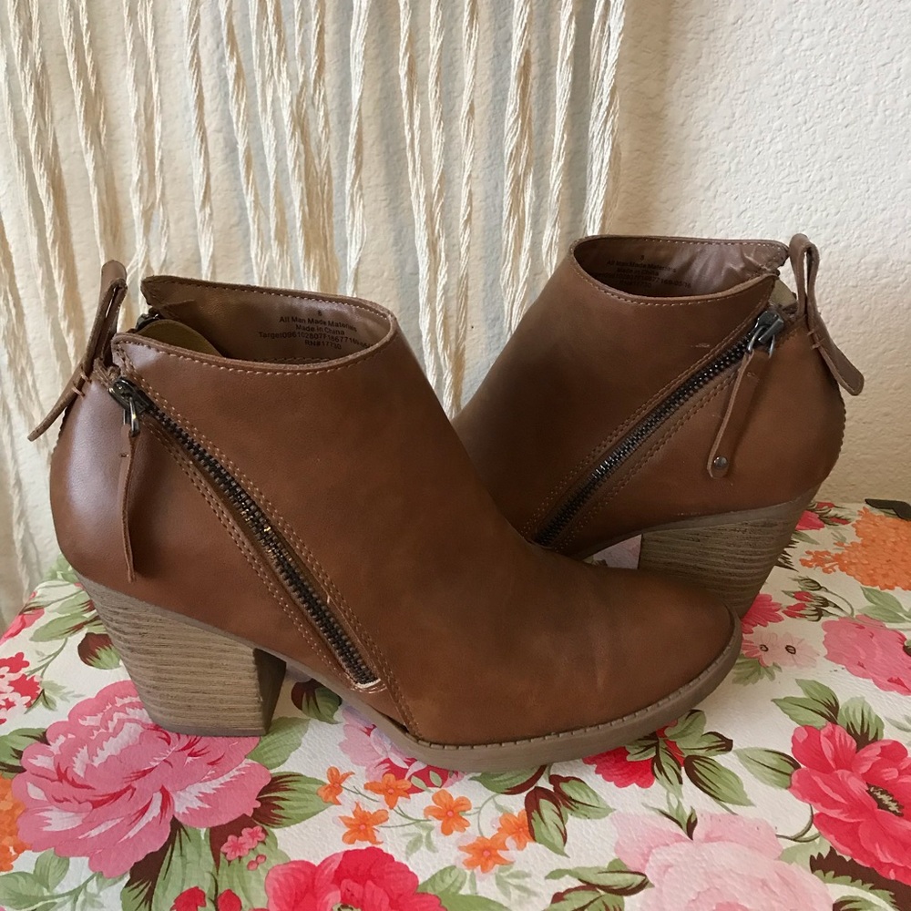 Brown booties. Worn once.